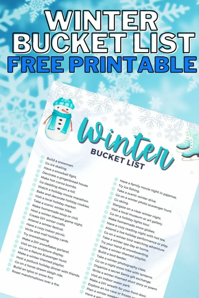 Winter Bucket List Free Printable