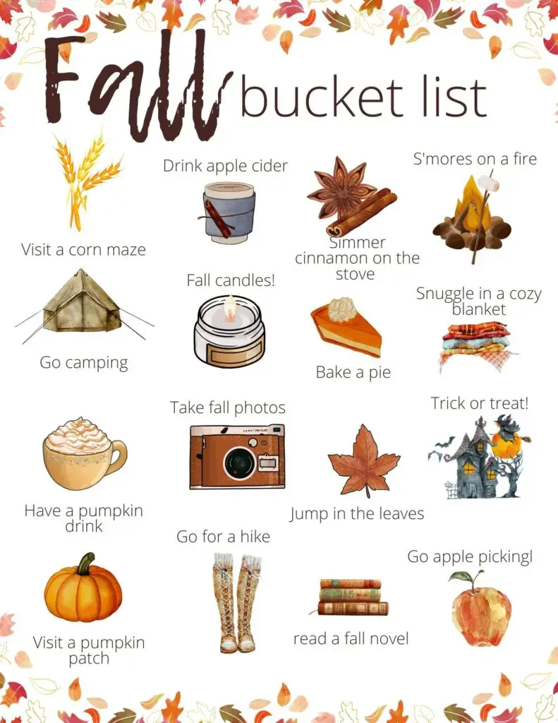 Free printable fall bucket list