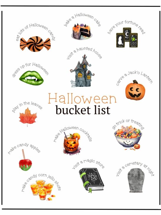Halloween bucket list free printable
