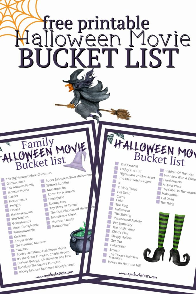 Free printable Halloween movie bucket list