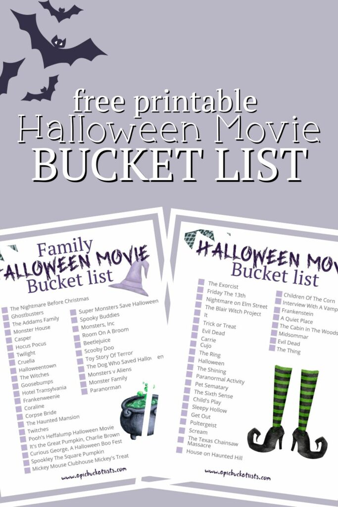 Free printable Halloween movie bucket list