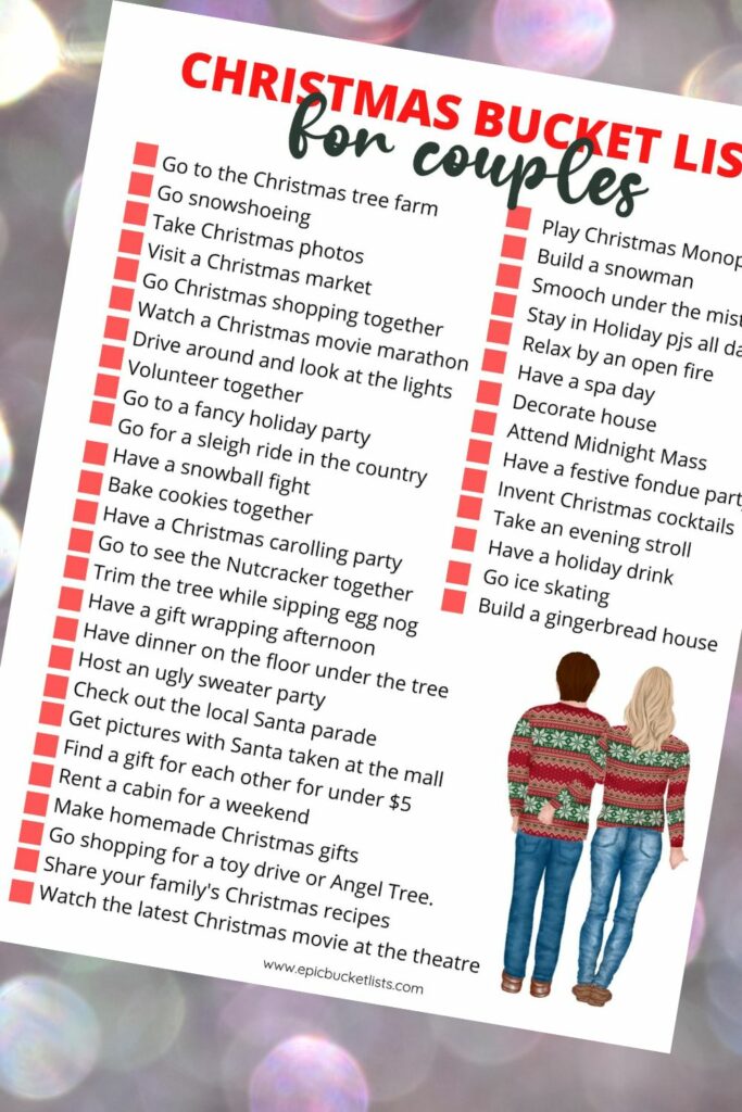 free printable Christmas bucket list for couples