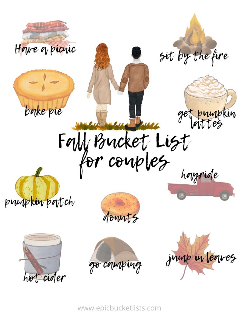 Free printable Fall bucket list for couples