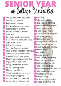 senior year of college free printable checklist