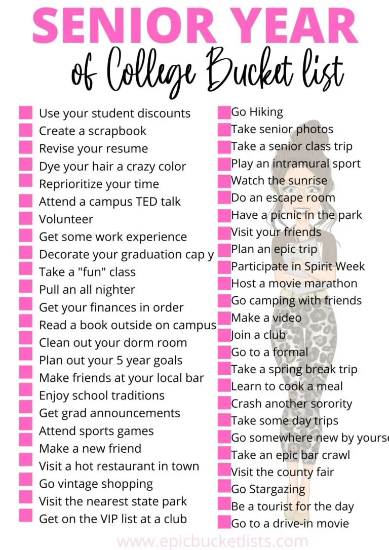 Senior Year Of College Bucket List -50 Things To Do Before You Graduate