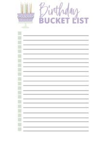 Birthday bucket list template