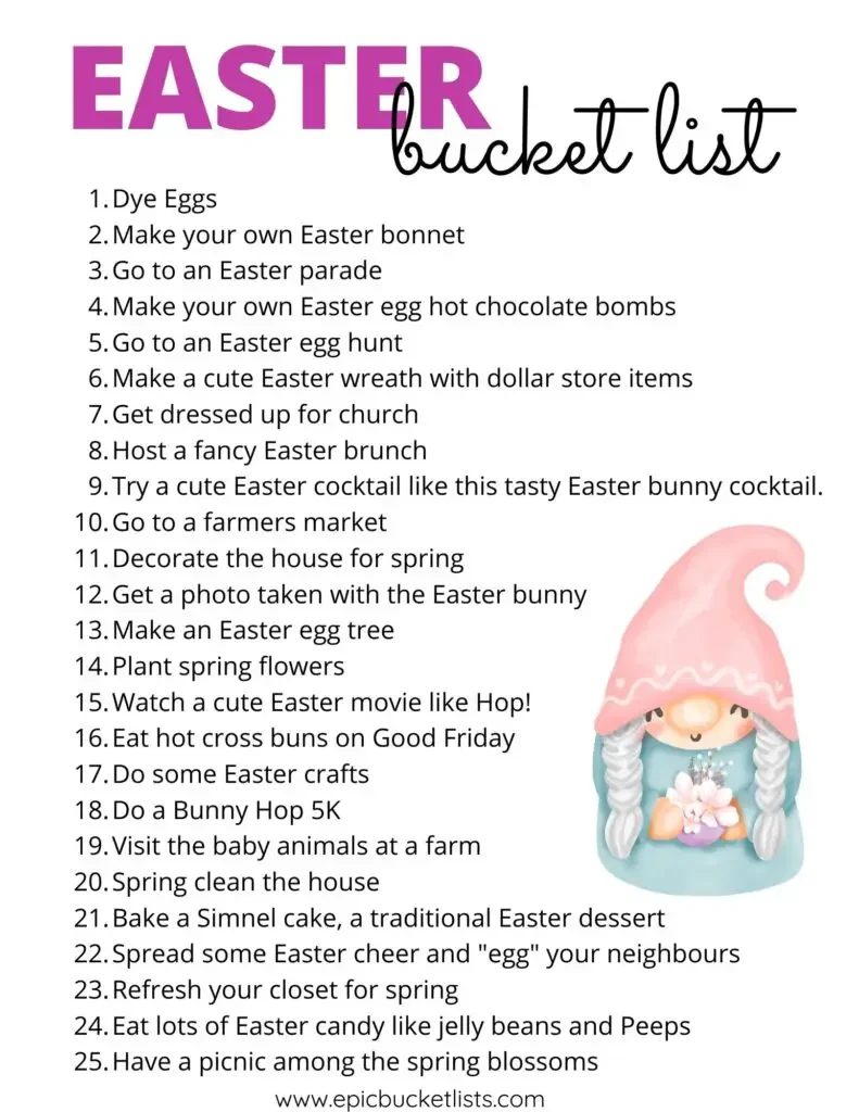 Easter bucket list