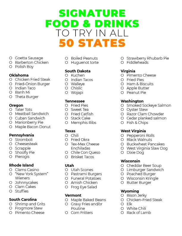 foods and drink to eat in every state