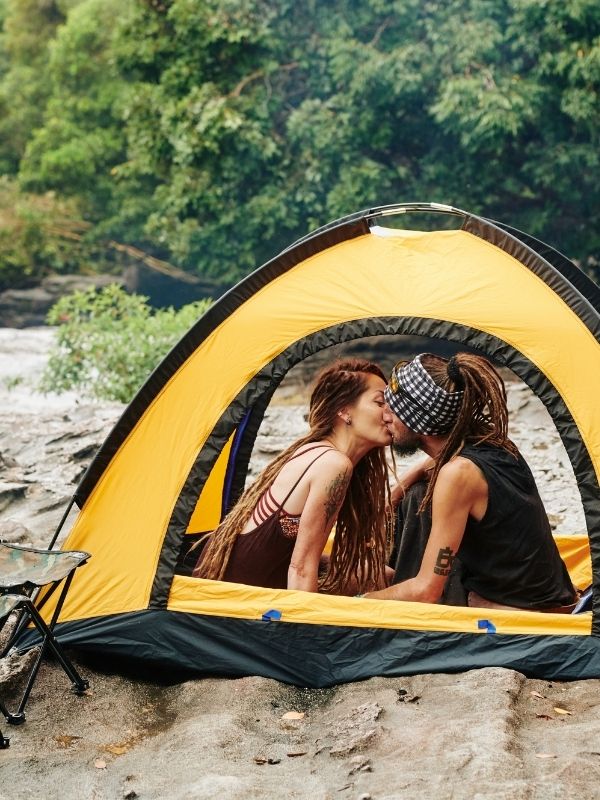 kissing in a tent