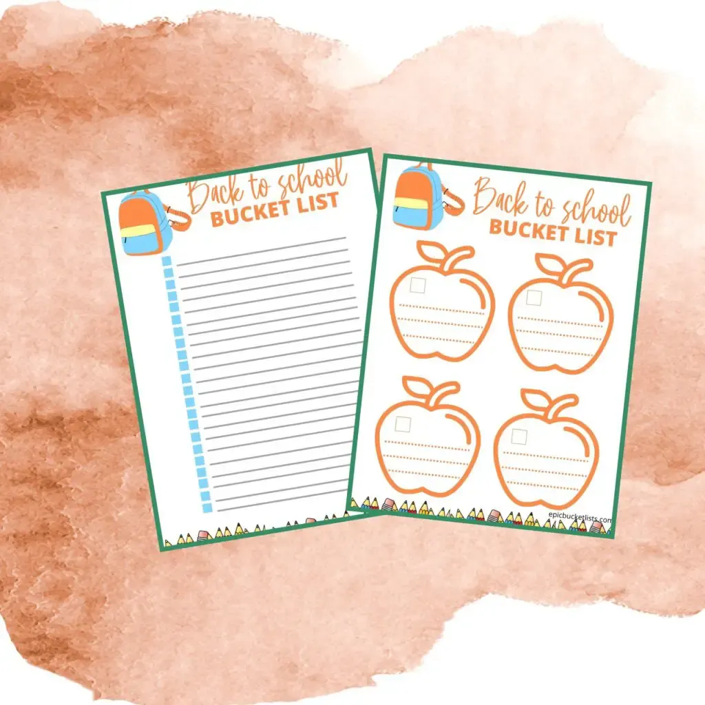 back to school bucket list free printable