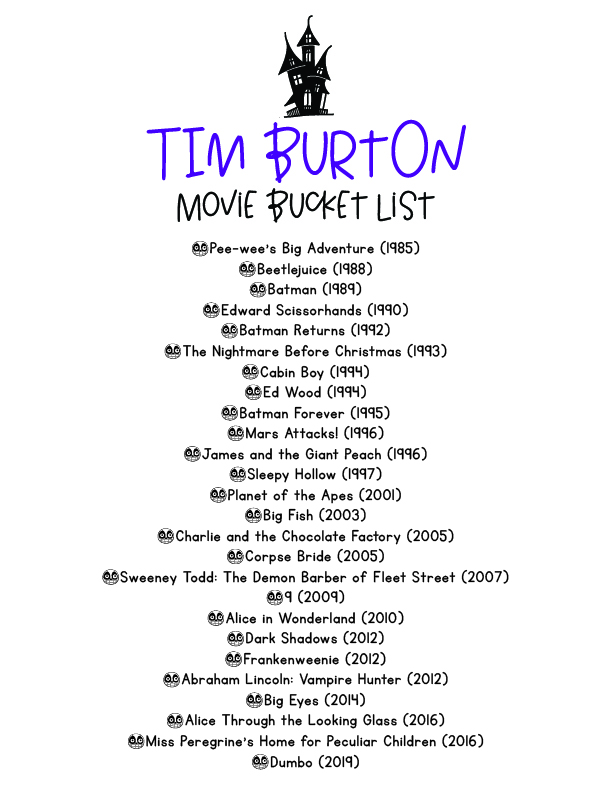 Tim Burton Bucket List