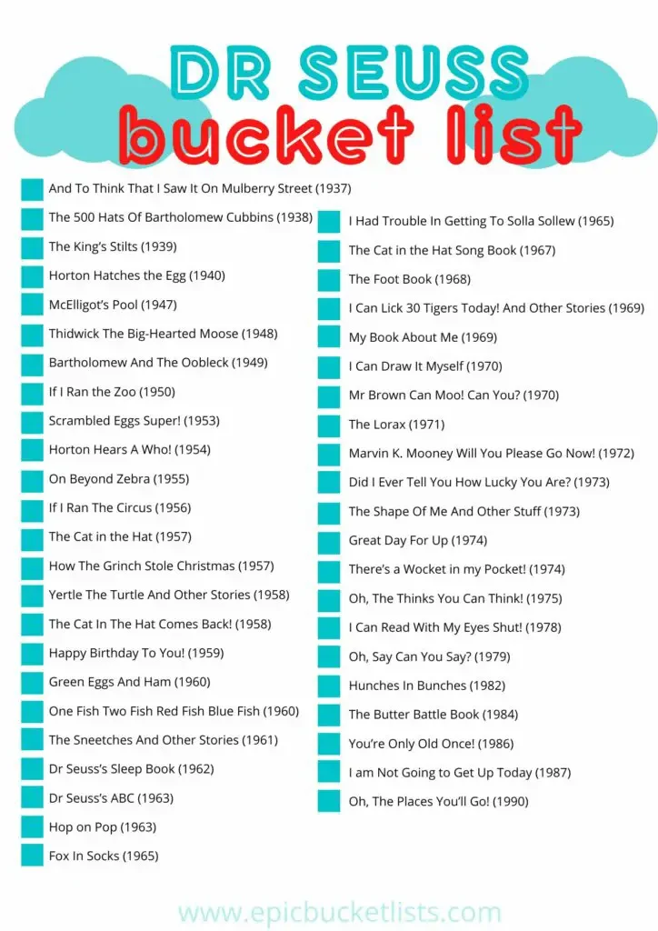 Dr Seuss Bucket List
