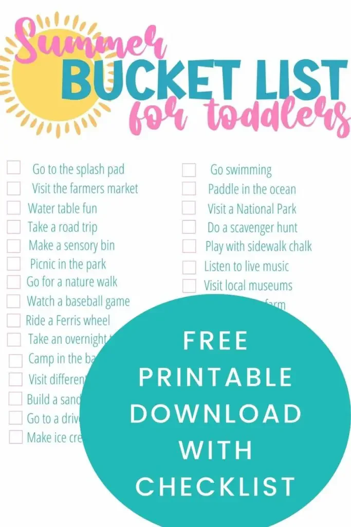 summer bucket list for toddlers