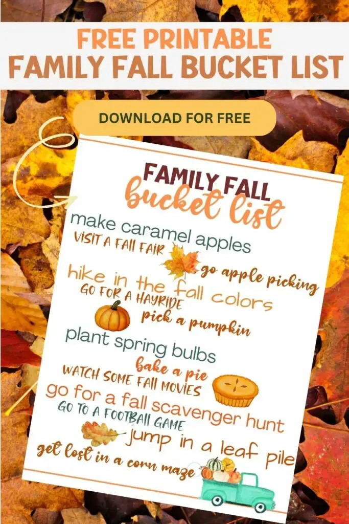 Free printable fall bucket list