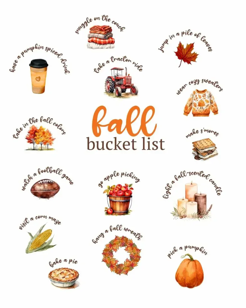 Free printable fall bucket list