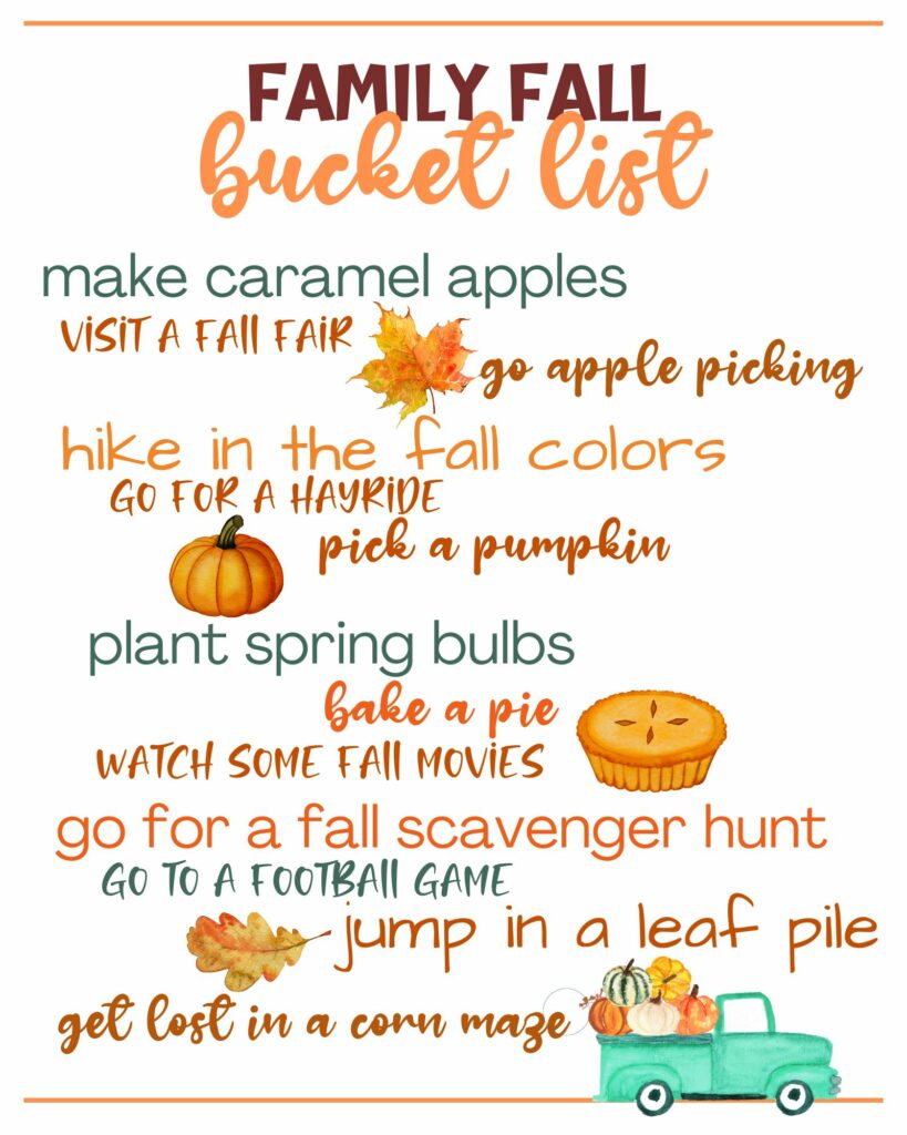 fall bucket list free printable